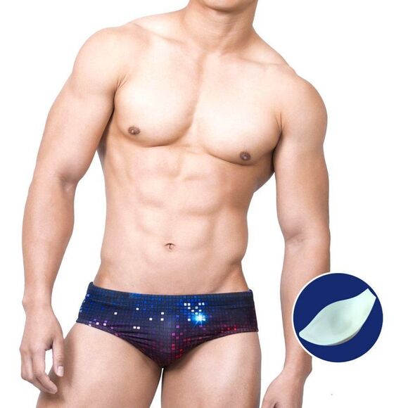 Men's Padded Disco Swim Briefs Pouch Push Up Cup Enhancing M - Picture 1 of 11
